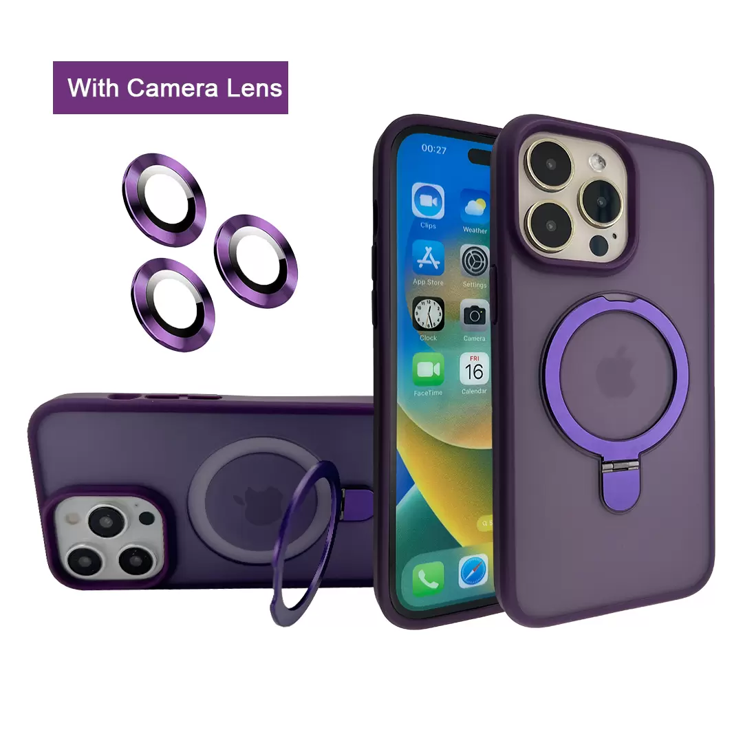 iPhone 15/iPhone 14/iPhone 13 MagSafe Cam Smoke Kickstand Dark Purple